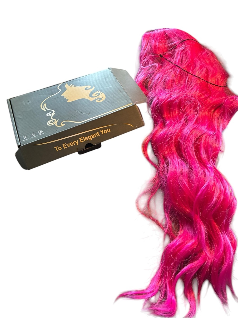 Bright Pink Long Wavy Women’s Hairpiece Wig - Unbranded